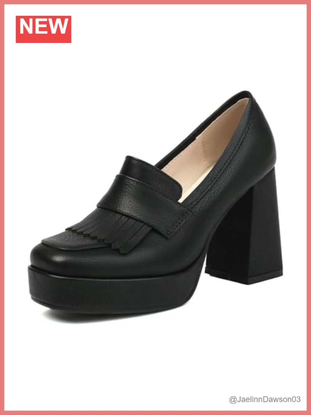 Women's Heeled Loafers Platform Chunky High Heel Dress Shoes Square Toe Tassel